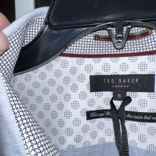 Ted Baker Men 5 Shirt Light Linen Blend Short Sleeve Button Up Contrast $149 New - Picture 3 of 12