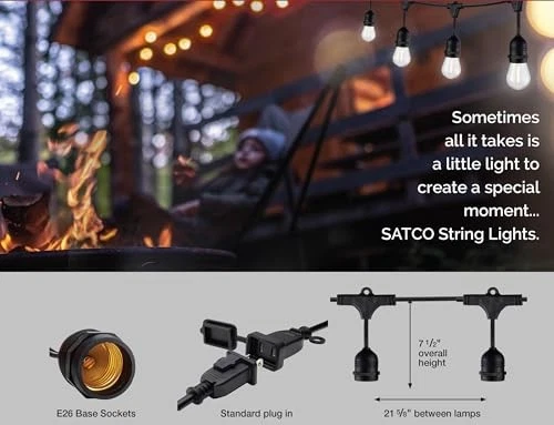  S8039 Incandescent Indoor/Outdoor String 24 Feet - Bulbs Not Included Black - Picture 3 of 7