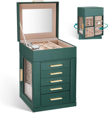 Rotating Jewelry Box 360� Rotating Jewelry Organizer with Big Mirror 5 Drawers L