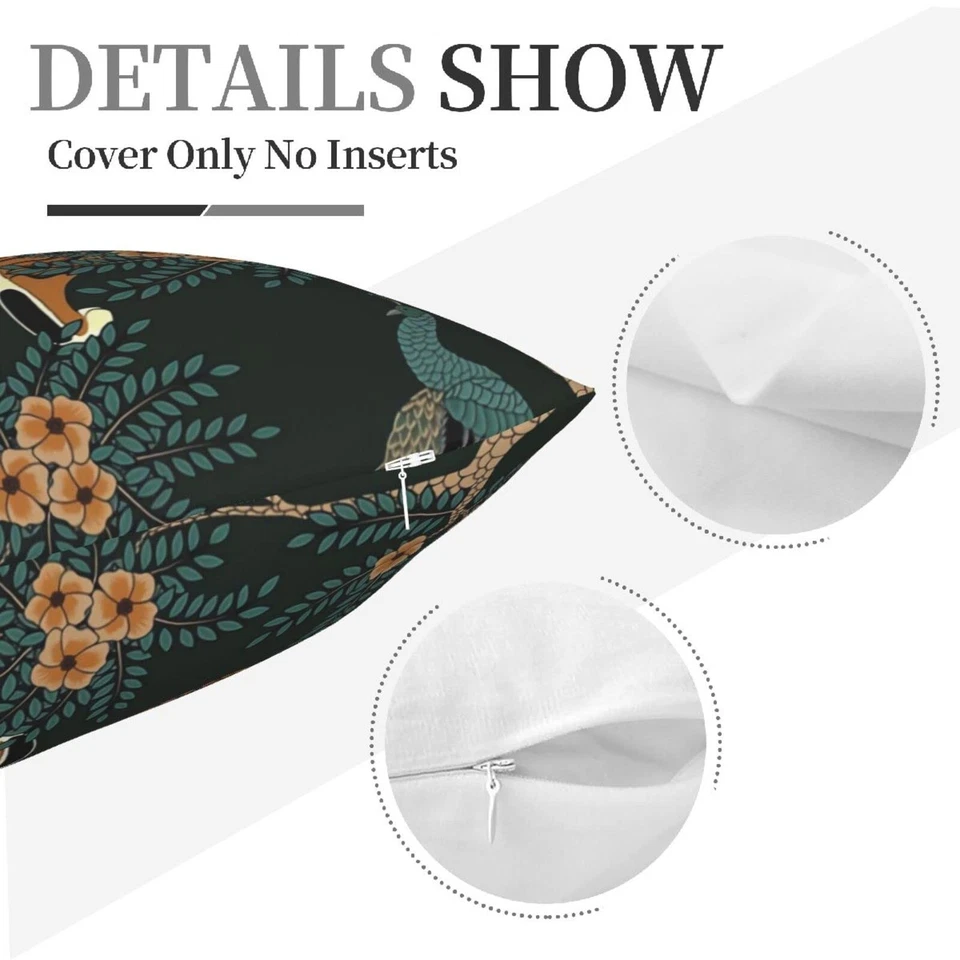 NBFKDO Pillow Cover,Tiger and Peacock (1) Throw Pillow Case Modern Cushion Co... - Image 4 of 4