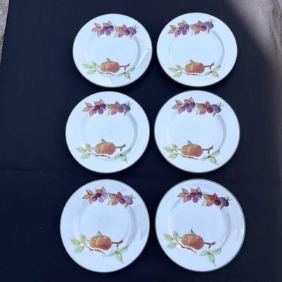 Royal Worcester Evesham Vale 6er Set Beilagenteller 17 cm Durchmesser Vintage sehr guter Zustand
