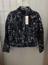 Jason Wu Blue Metallic Marine Jacquard Crop Jacket New W/ Tag Retail- 2795 sz S