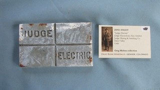 Deer Valley Utah Judge Mining & Smelting Co. Judge Electric Stamped Zinc Ingot