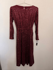 Maggy London Long Sleeve Sequin Blouson Party Cocktail Dress Size 2 MWT