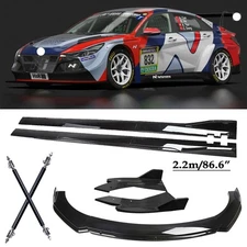 For Hyundai Elantra Front Bumper Lip Splitter Spoiler Glossy Black Side Body Kit