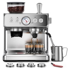 Electactic 15 Bar Espresso Machine with Grinder & Milk Frother, 58mm Expresso