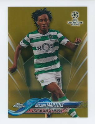 2018-19 Gelson Martins Topps Chrome Gold Refractor Sporting CP Soccer Card 6/50