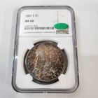 1881 S Morgan Silver Dollar $1 NGC MS66 CAC Green Bean Toned