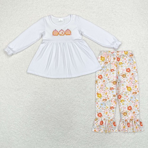 Herbst Mode Kinder Mädchen Langarm Kürbis Tunika Top mit Hose Kleidung Set - Bild 3 von 7