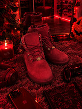 Timberland Men s Red Leather Ankle Lace-Up Bo...