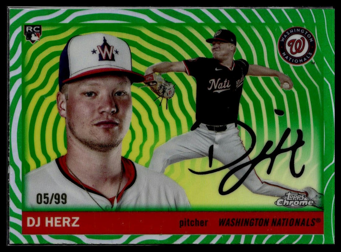 2025 Topps Chrome Platinum #355 DJ Herz Green Vibrations Refractors #/99