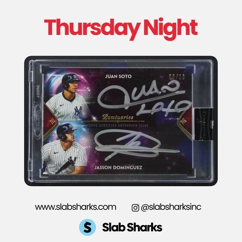 2024 TOPPS LUMINARIES JASSON DOMINGUEZ/JUAN SOTO SPARK OF LIGHT DUO AUTO RED /10