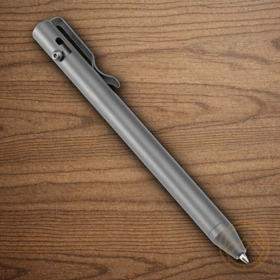 Kansept Scavenger Bolt Action Pen Bead Blast Titanium With Pocket Clip 4.88''