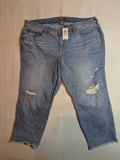 Torrid Jeans Women 16 Crop Boyfriend Striaght Vintage Stretch MidRise Denim Blue