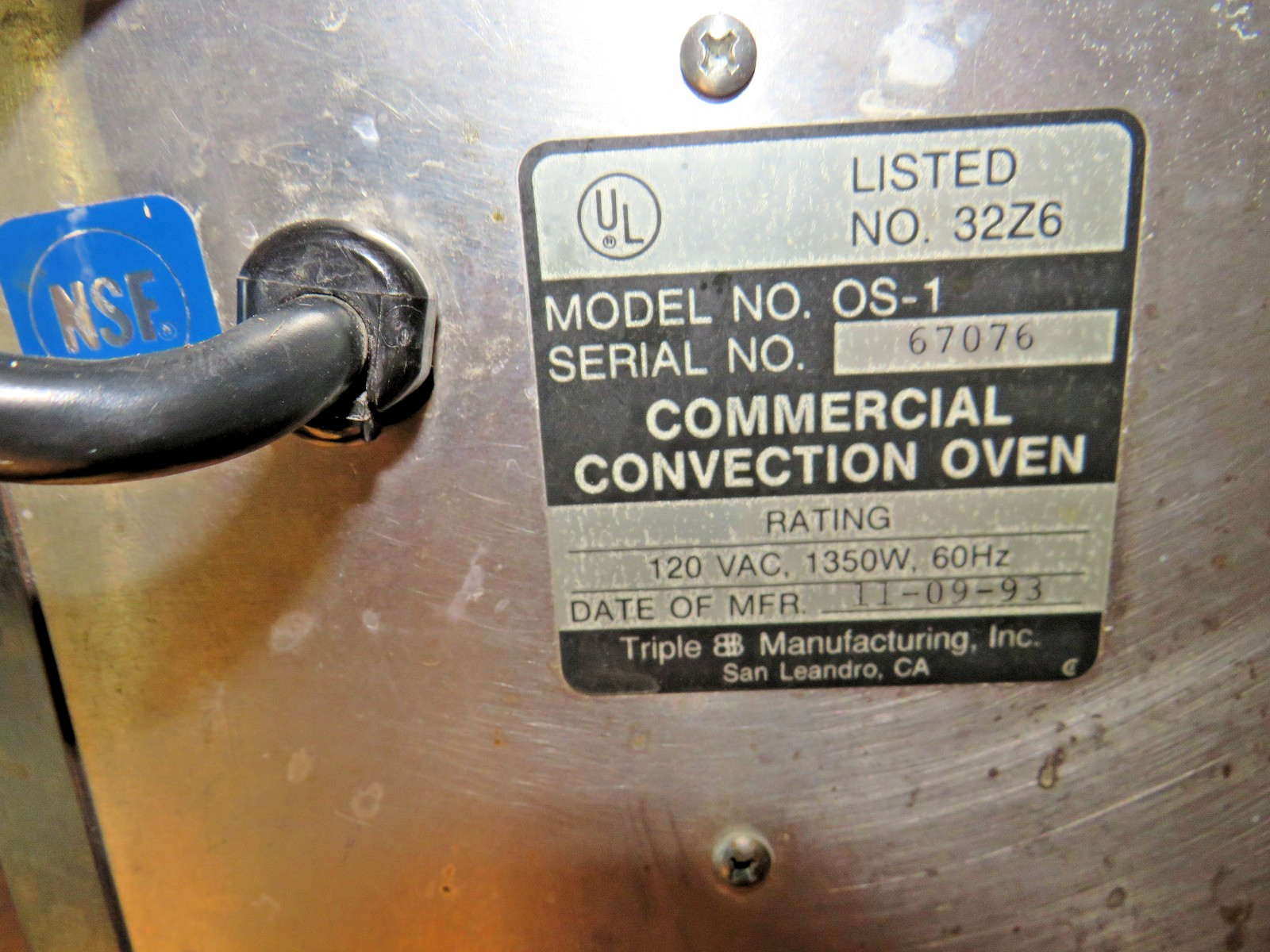 OTIS SPUNKMEYER  OS-1 COMMERCIAL COOKIE MUFFIN CONVECTION OVEN NO TRAYS - WORKS