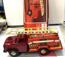 1970's-FIRE TRUCK FRICTION TIN TOY WITH SOUND EFFECTS MF 163