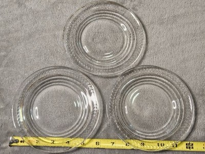 3 Vintage Laurel Fostoria Clear Glass Crystal Saucer Plates Bread & Butter 6''