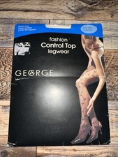 George Fashion Floral Vine Pattern Control Top Pantyhose Legwear White