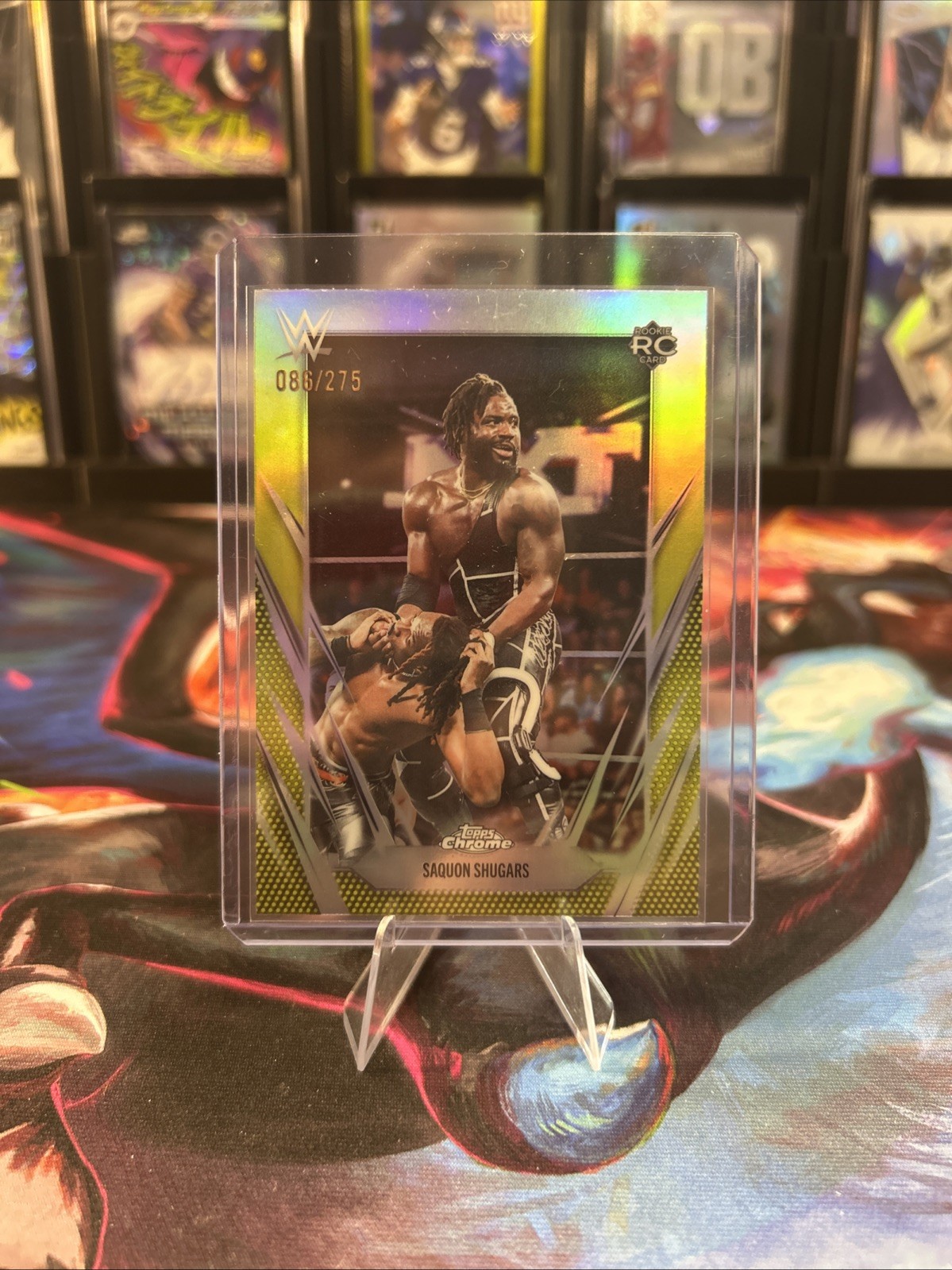 2026 Topps Chrome WWE Saquon Shugars Yellow Refractor /275 SP #154 RC NXT