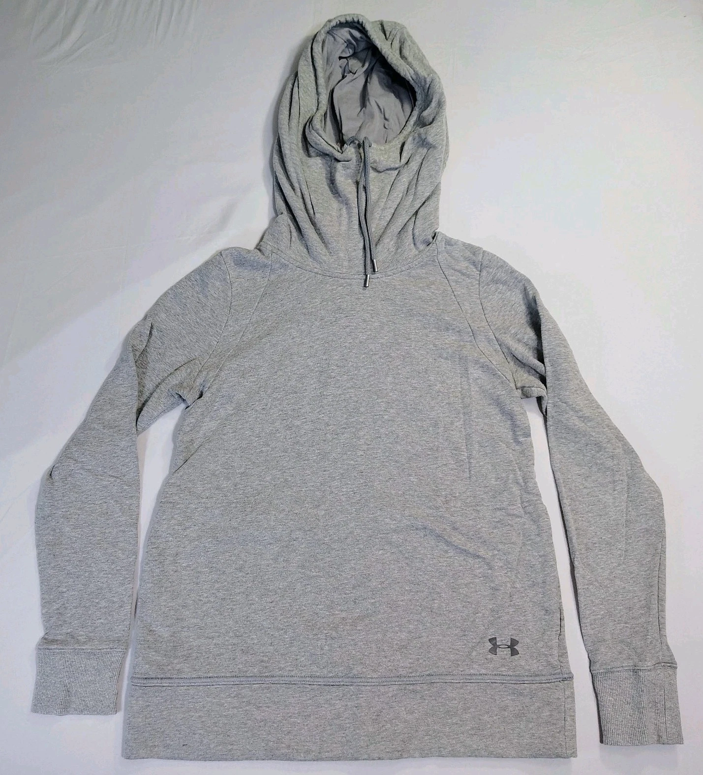 Under Armour Sz S Funnel Neck Hoodie Hooded Sweatshirt Keyhole Back Gray Sporty