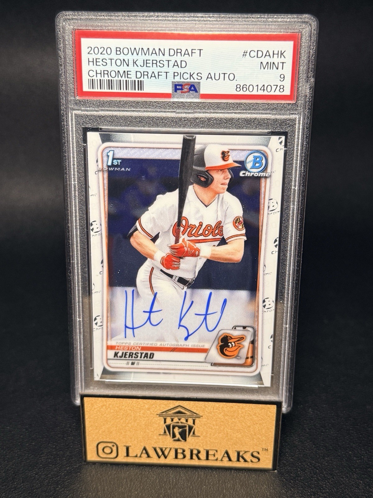 2020 BOWMAN 1ST CHROME DRAFT PICKS AUTO - RC #CDAHK - HESTON KJERSTAD - PSA 9