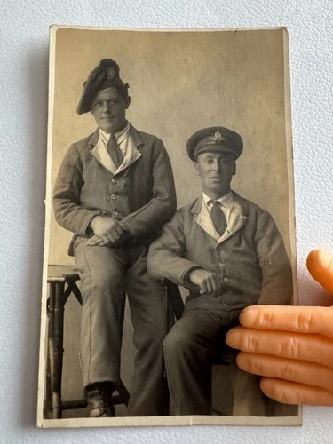 WW1 Era Military Soldiers Original Photo Postcard - British Army Blank Back