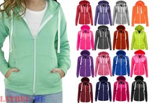 Zip Up Sweatshirt Hooded Hoodie Coat Jacket Top PLUS SIZE Top Ladies (8-26)