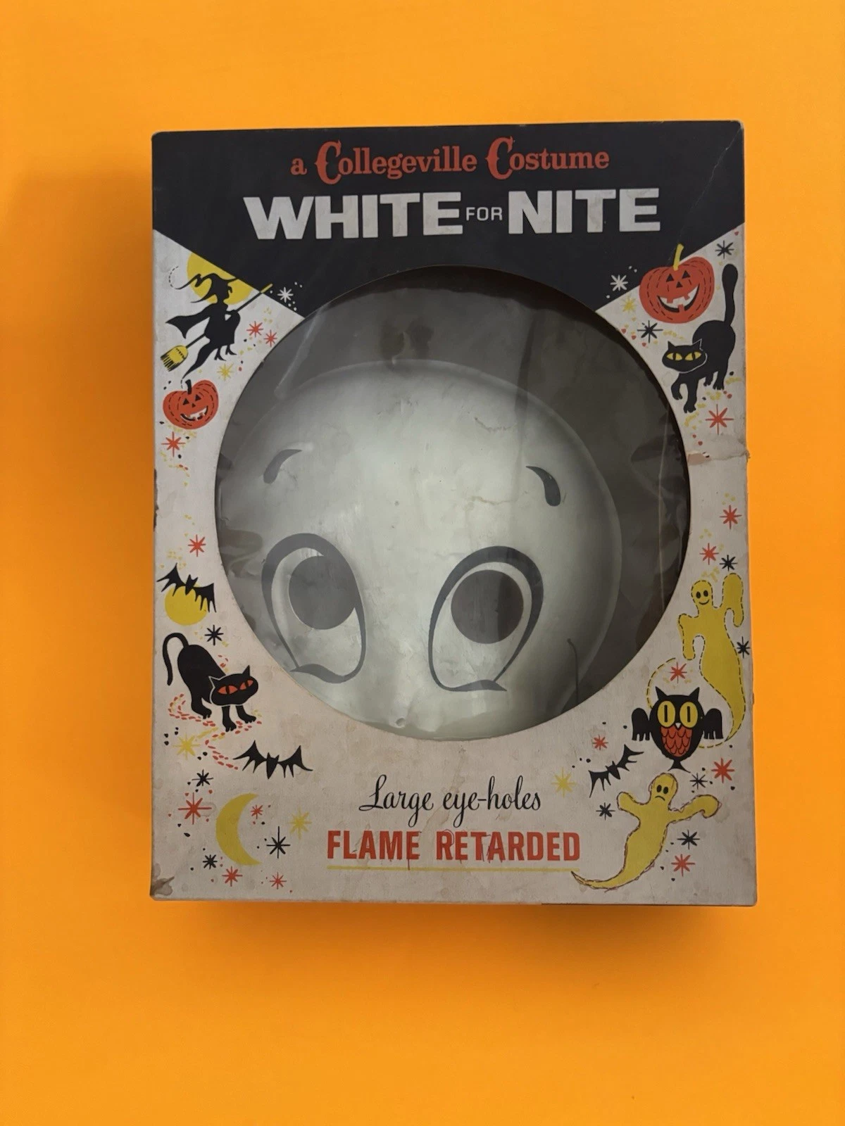 Plastic Casper Mask Halloween Vtg Ghost 60s Collegeville Box Glow RARE GITD Lot