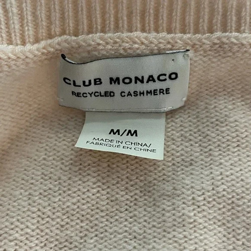 Club Monaco 100% Cashmere Top Notch Recycled Cashmere Cardigan Beige Medium - Picture 11 of 12