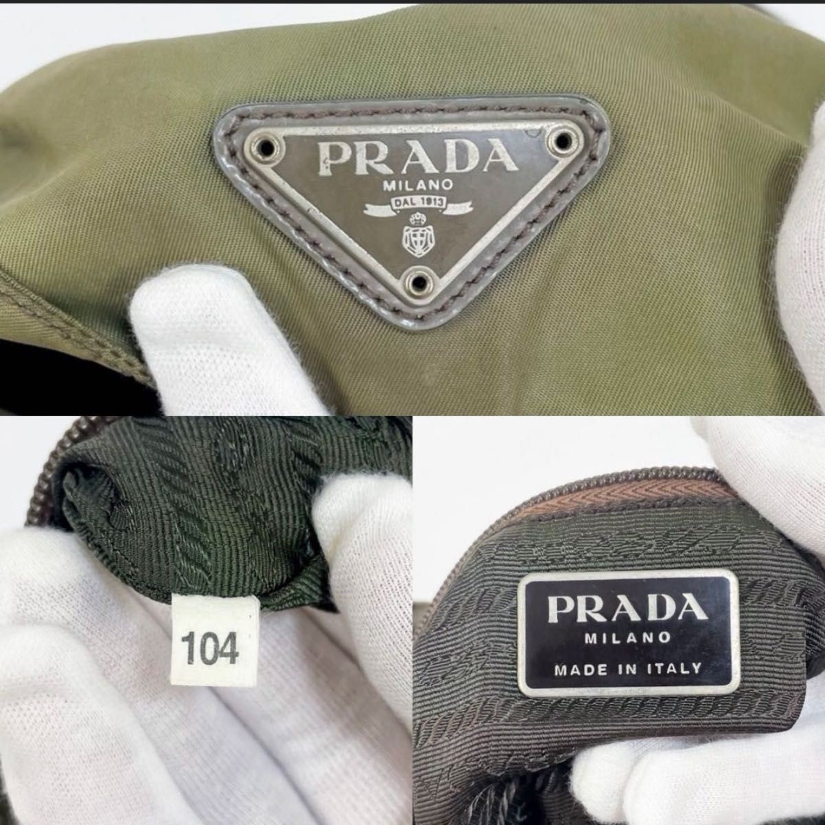 PRADA rucksack backpack triangular logo khaki nyl… - image 10