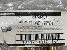 LOT OF 5   Jones Stephens C74093LF Lead Law Compliant 3/8 COMP X 5/8 OD 1/2