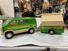 Vintage 70’s Tonka Green Van Pop Up Camper Set People Toys USA Metal