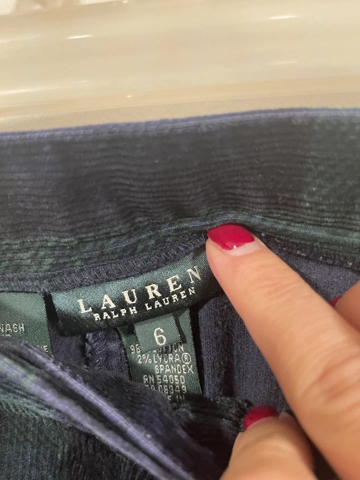 Ralph. Pantalón Lauren Tartán Cuadros Botón Dorado, Pana. Foto 4 de 4