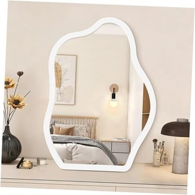 Desk Mirror Wood Framed Vanity Makeup Table Small Standing 14''L x 10''W White