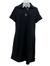 SALE! Chico’s Black Collared Short Sleeve Dress - Size 1 (Medium) Shift Style