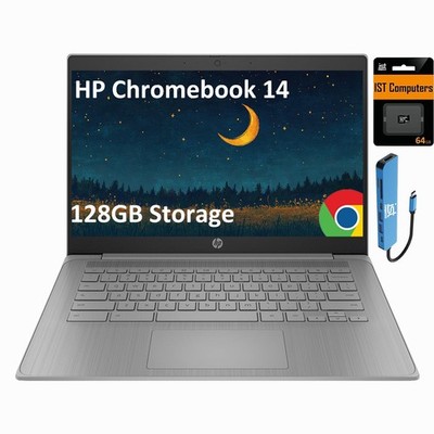 Chromebook 14 Laptop HD Intel Celeron N4120 4GB 64GB Gray 4-Core eMMC Card Home