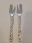S. Kirk & Son REPOUSSE Sterling 2 Salad Forks 6 3/8"