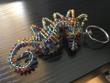 Hand Crafted Beaded Sea Horse Keychain Ornament Wire with Multi Color Beads 3 in