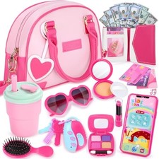 Play Purse for Little Girls 3-8 with Pretend Makeup  Accessories Pink