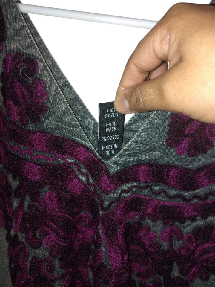 Mameluco Sacred Threads Talla Única Hippie Boho Gris Grande Púrpura Bordado Foto 4 de 4