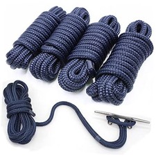 4 Pack 1/2 X 15 Dock Lines Marine-Grade Double-Braided Nylon Dock Line with