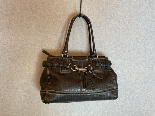 Vintage Coach Hamptons 13087 Satchel Handbag Purse Pebbled Leather Black Braided by Coach, $81.18 - Photo 7