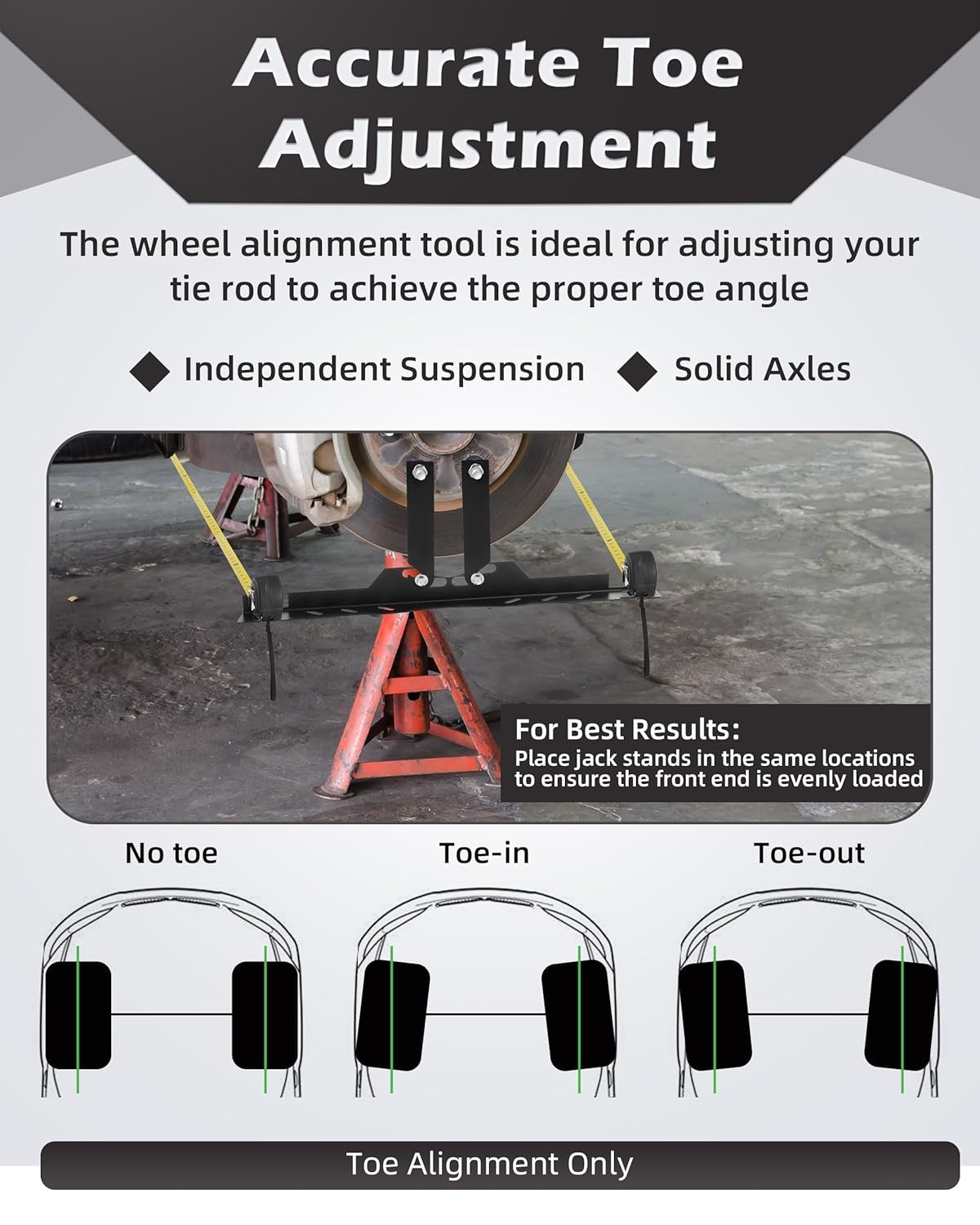 Upgraded Wheel Alignment Tool Kit, Toe Alignment Tool Plates with Extension Arms