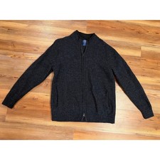 Pendleton Mens Washable Wool Full Zip Sweater Mock Neck Gray Marl Size M