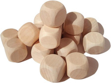 100 Pcs Blank Wooden Dice Unfinished Square Blocks 6 Sided Wood Cubes with Round