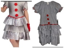 Pennywise Dress Girl Size Large IT Dress Up Halloween Cosplay Gray Costume