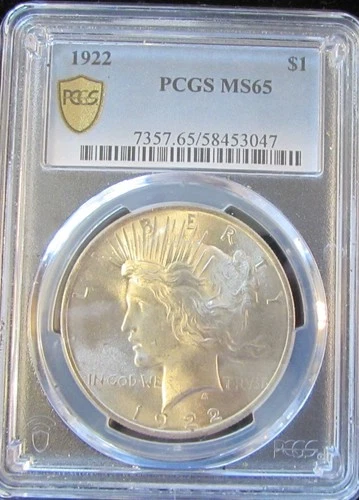 1922-P Peace Dollar PCGS MS-65 Bright white with flashy luster - PQ++