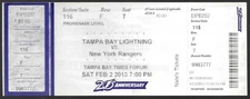 Tampa Bay Lightning vs New York Rangers February 2 2013 ticket stub
