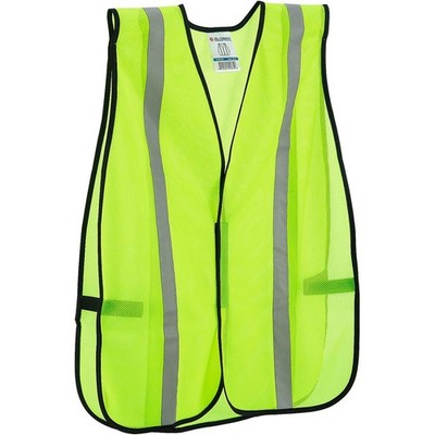 Global Industrial Hi-Vis Safety Vest 1'' Reflective Strips Mesh Lime One Size