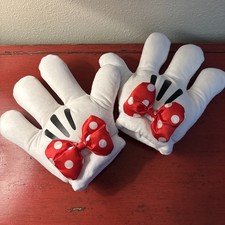 Disney Minnie Mouse Plush Costume Gloves with Red Polka Dot Bow